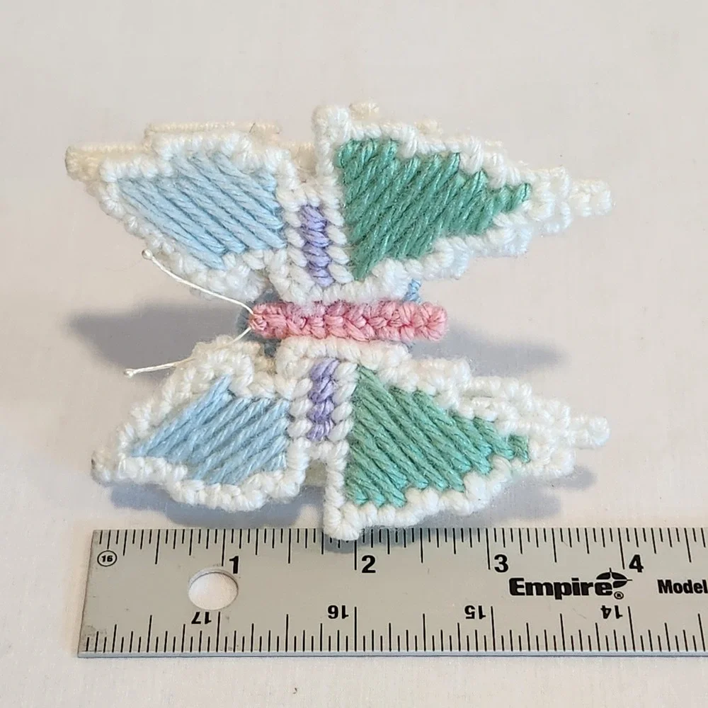 Handmade Plastic Canvas‎ Butterfly Napkin Rings Pastel Set of 4 Spring Easter